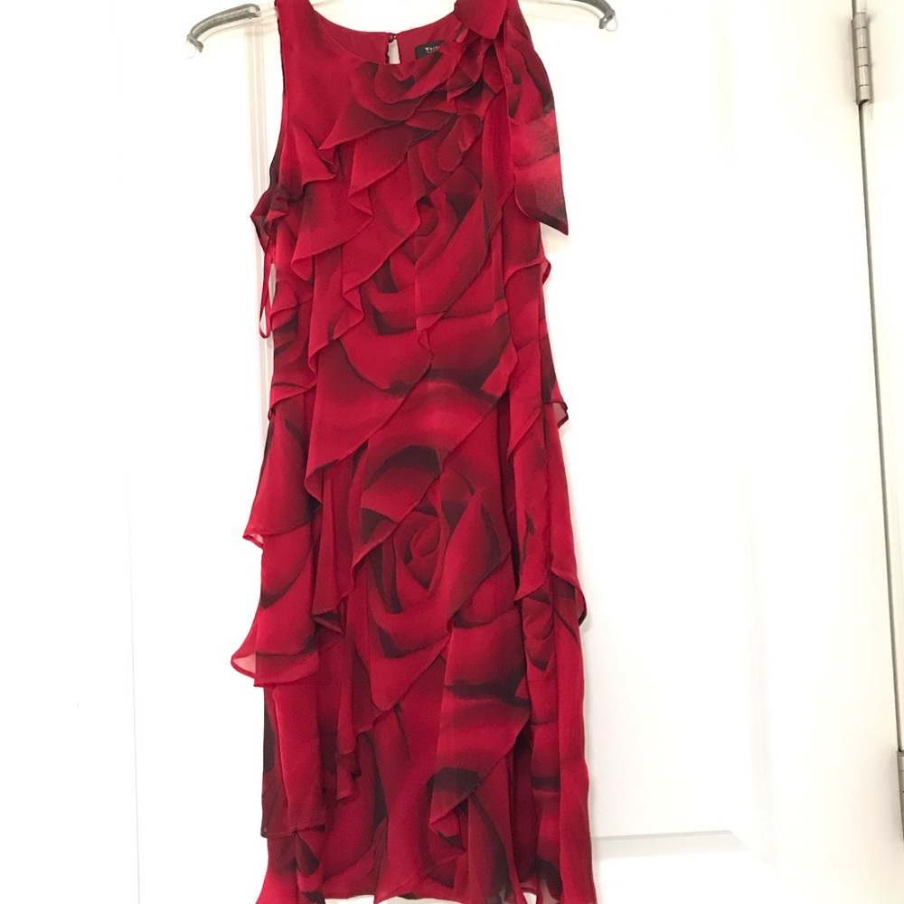 White House Black Market Red Rose Dress